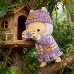 VVQUI doll clothes packaging display purple, neat set ideal for gifting and storage.