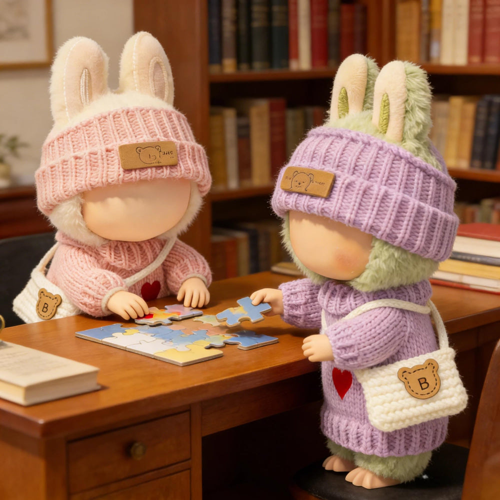 VVQUI Labubu pink hat for 17cm doll, complete a cute seasonal look