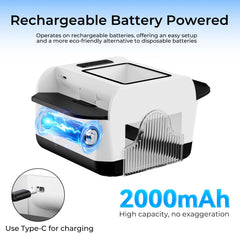 VXXCK automatic card shuffler recharge port showing USB-C charging for fast recharges