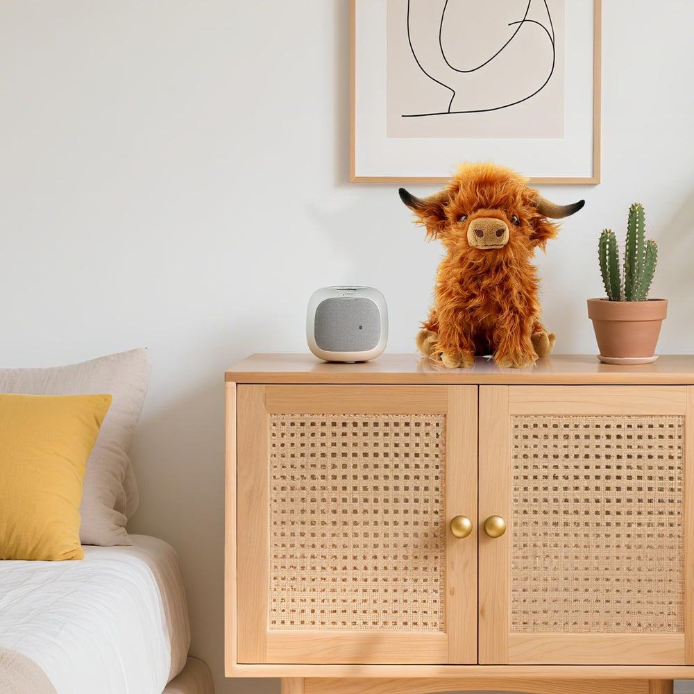 VYRNARA Highland Cow used as a decorative pillow option.