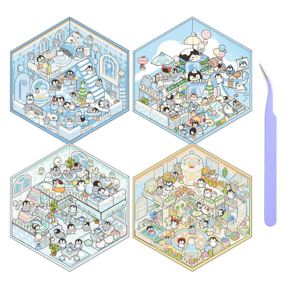 VYRANA penguin holiday 3D stickers bring playful scenes to journals and crafts