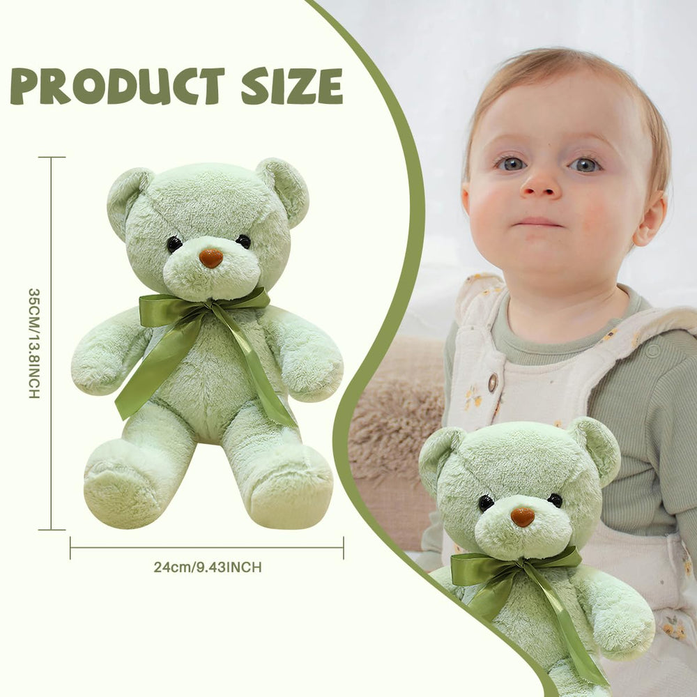 VYUSIT green teddy bear 13.5in closeup fabric texture for cuddling.
