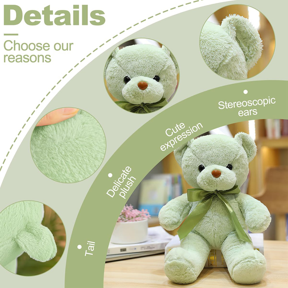 VYUSIT green teddy bear close-up shows fluffy fur and PP cotton filling