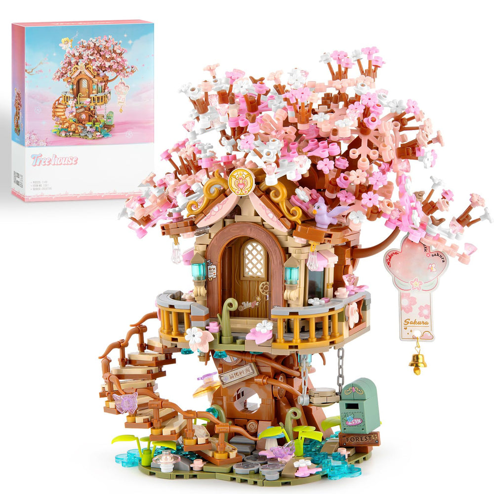 Vziimo Cherry Blossom Treehouse assembly kit with detailed features for creative home display
