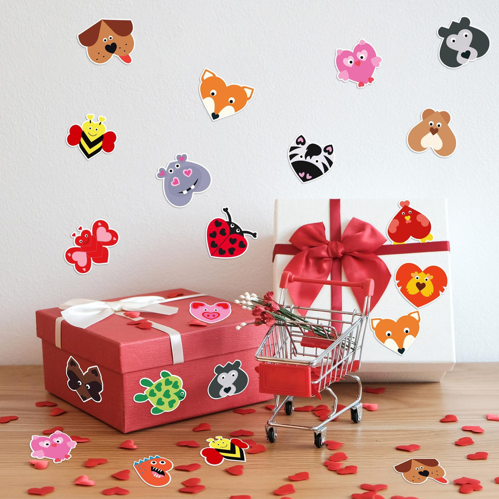 W1cwey zebra-design heart sticker on greeting cards and crafts