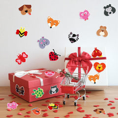 W1cwey zebra-design heart sticker on greeting cards and crafts