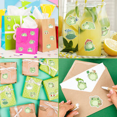 W1cwey frog sticker roll enhances party decor and gift bags.