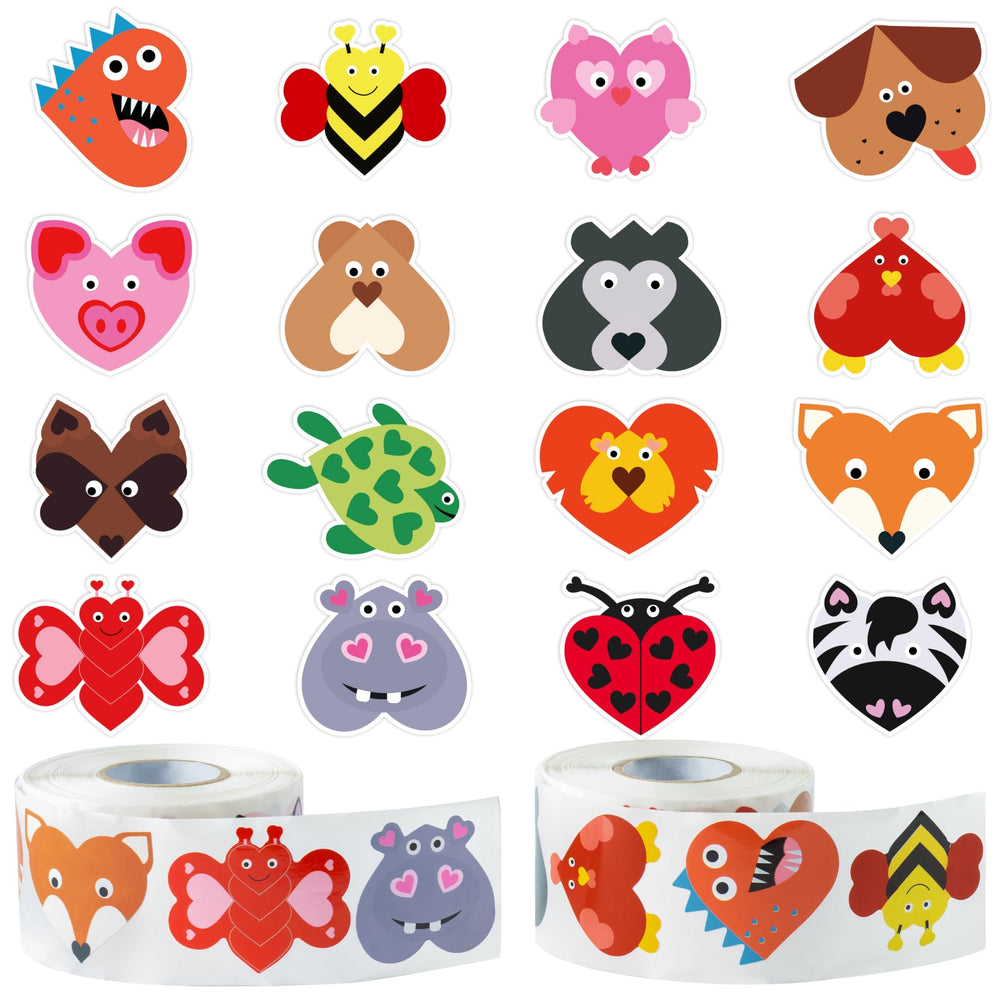 W1cwey Valentine animal heart stickers rolls for versatile gift wrapping