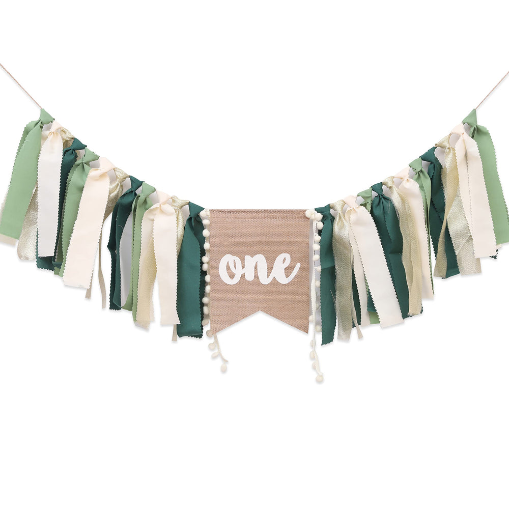 WAUAO Wild One highchair banner front view for jungle safari birthday.