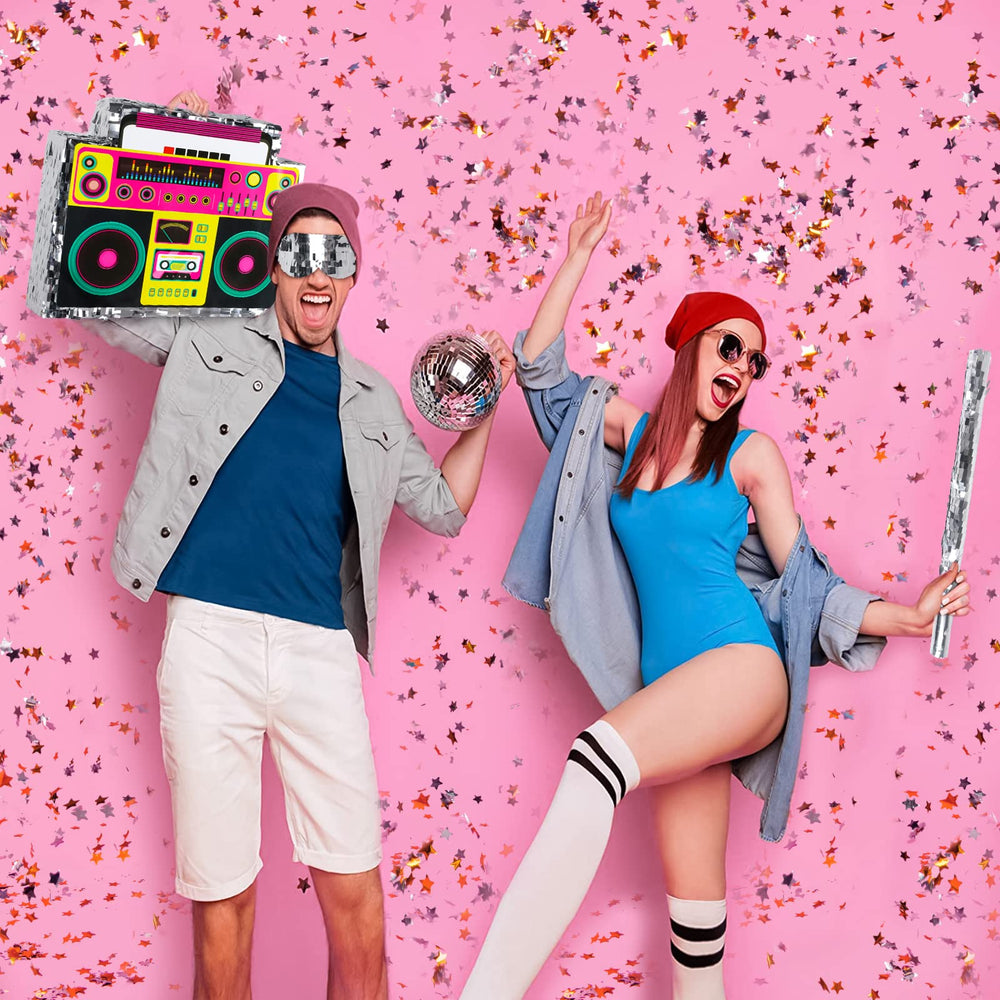 Complete kit arrives ready to create memories at birthdays and retro gatherings.