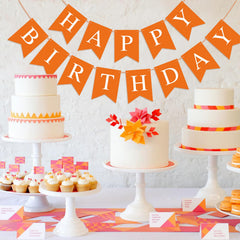 Waenerec orange birthday banner wall decor for festive home celebrations.