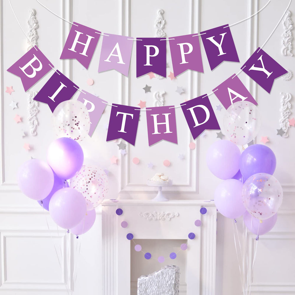 Waenerec purple garland flags, reusable decor for many birthdays