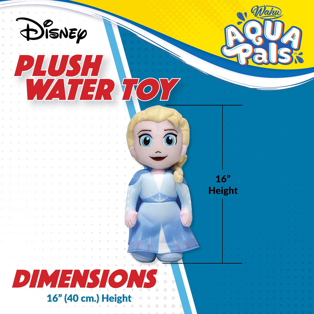16-inch Elsa plush provides a cuddly, child-friendly water companion.