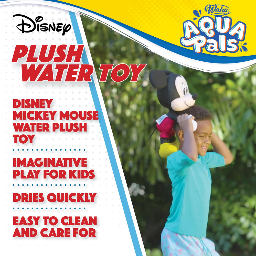 WAHU Aqua Pals Mickey Mouse plush enjoying bath-time splash and play.