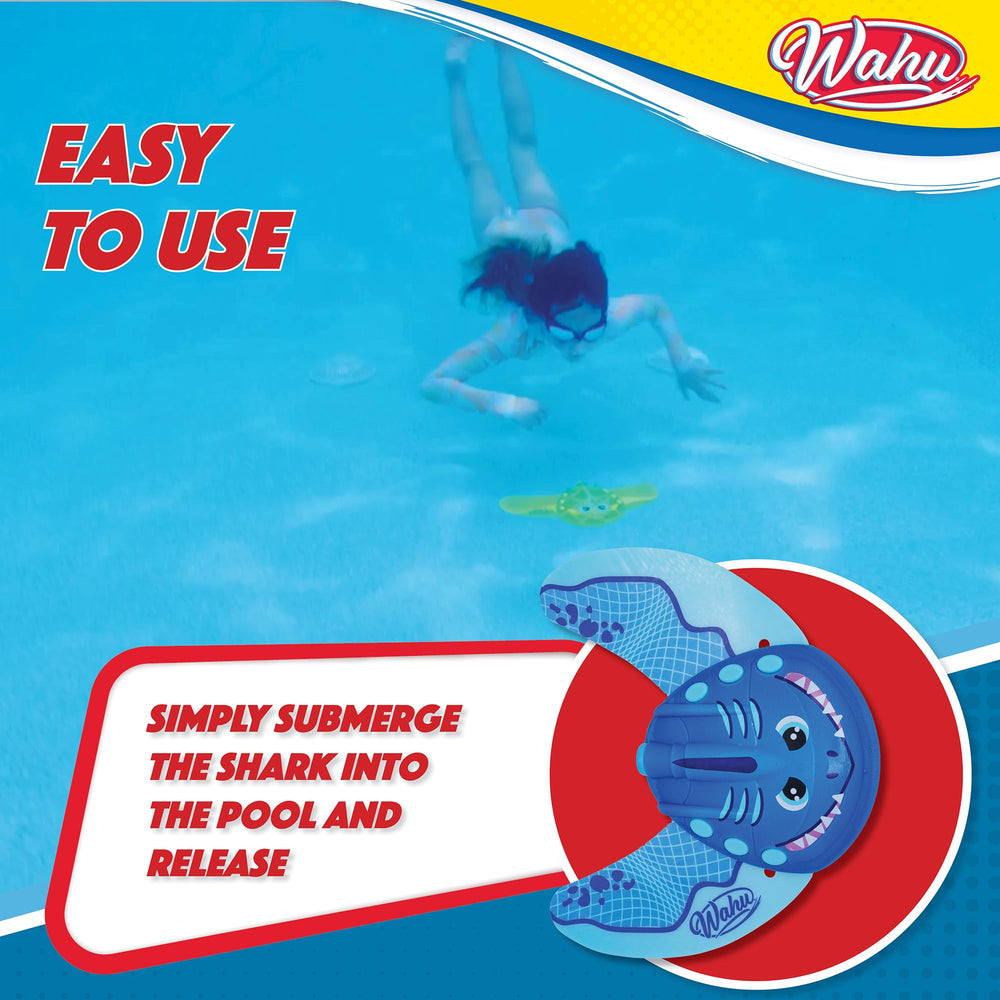 WAHU Sea Gliders Shark demonstrates dynamic underwater effects during pool time.