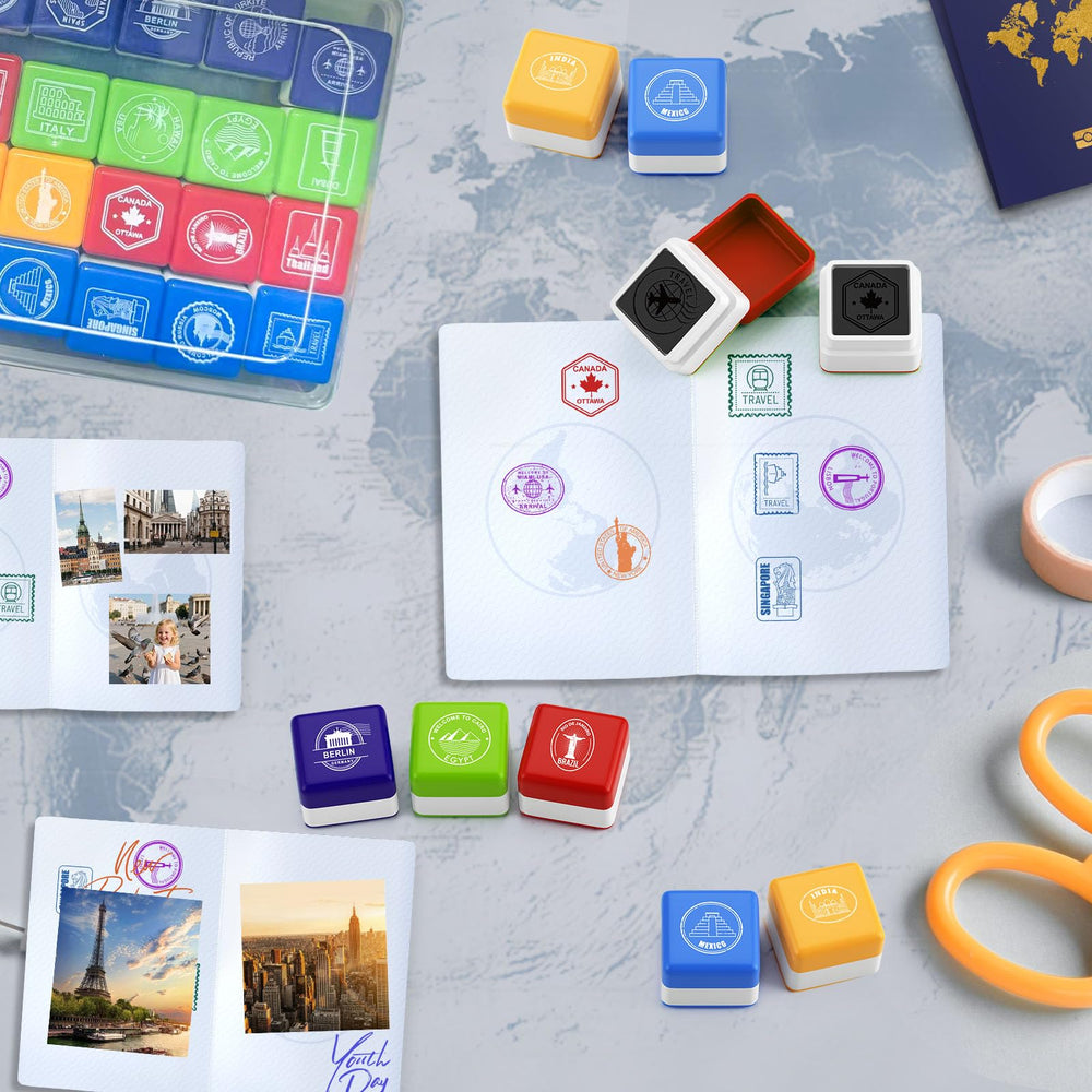 WAHXIAOSW detailed stamps ideal for scrapbooks and travel journals.