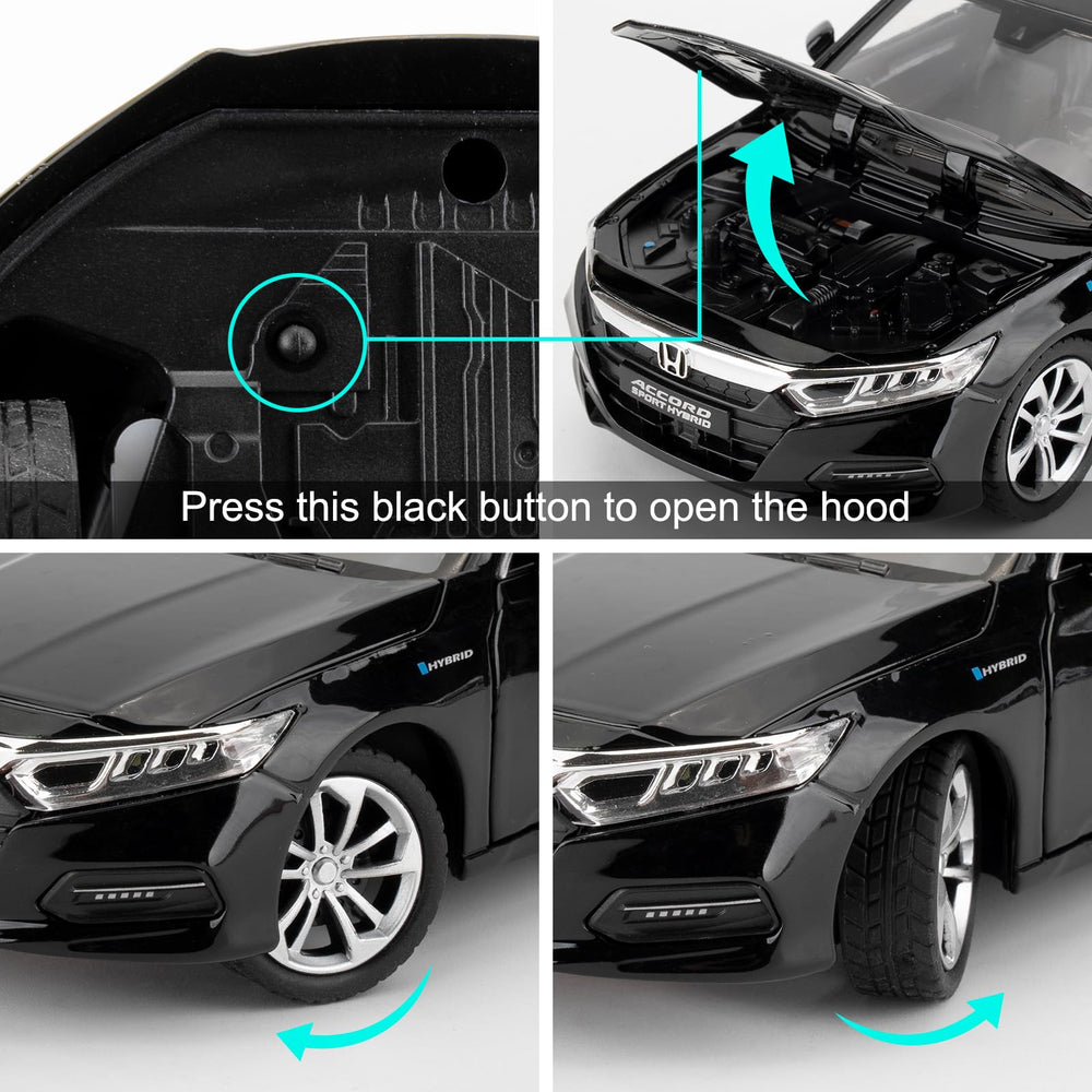 WAKAKAC Accord 1:24 open-doors-hood-trunk highlights interactive features for kids