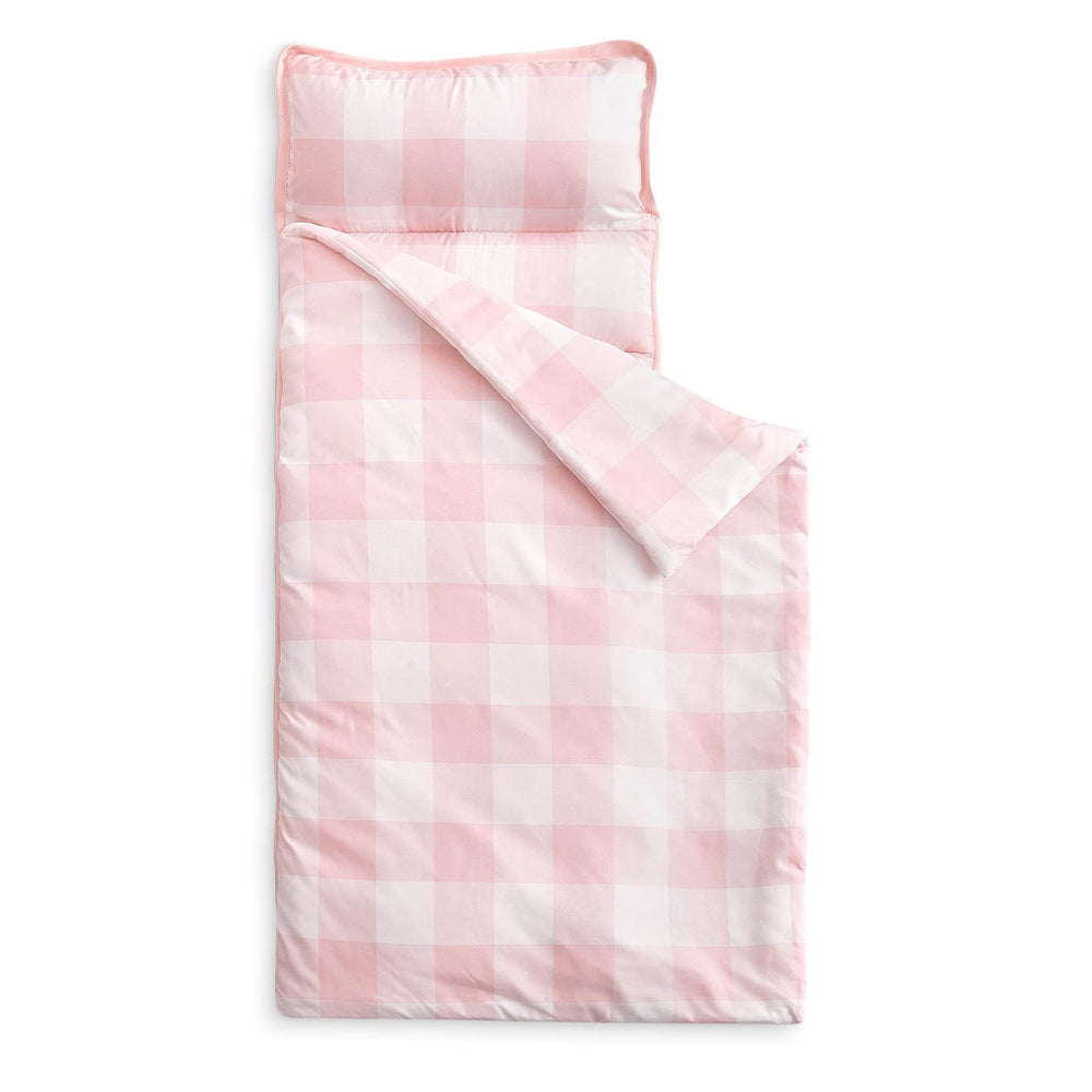Wake In Cloud toddler nap mat in gingham plaid for daycare naps