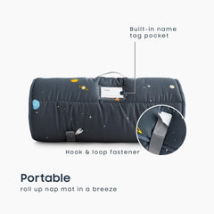 Wake In Cloud nap mat with removable pillow for versatile nap setups.