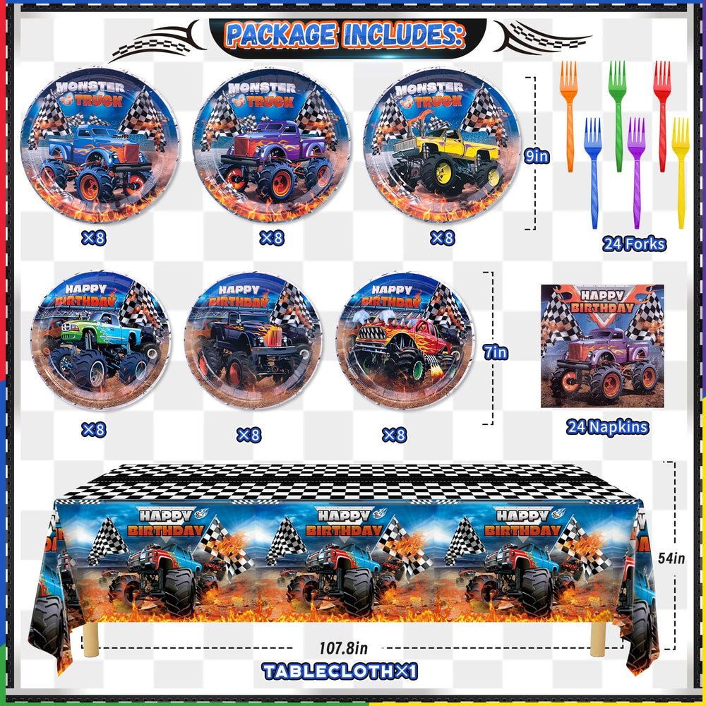Wakeys Monster Truck 9-inch plates with vibrant designs for hearty servings