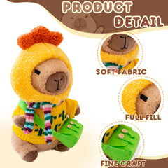 WAKSUN Capybara Plush with hats and bags for dress-up fun.