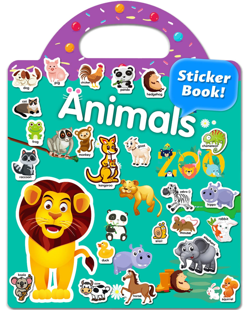 Walenced reusable sticker book with animal zoo theme for toddlers' creative play