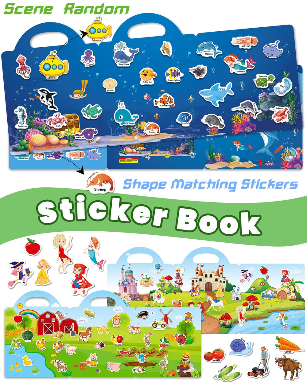 Walenced reusable sticker book for toddlers with ocean animals stickers, supports sensory exploration