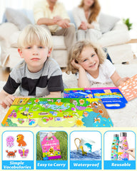 Walenced sticker book supports active play and hand-eye coordination development.