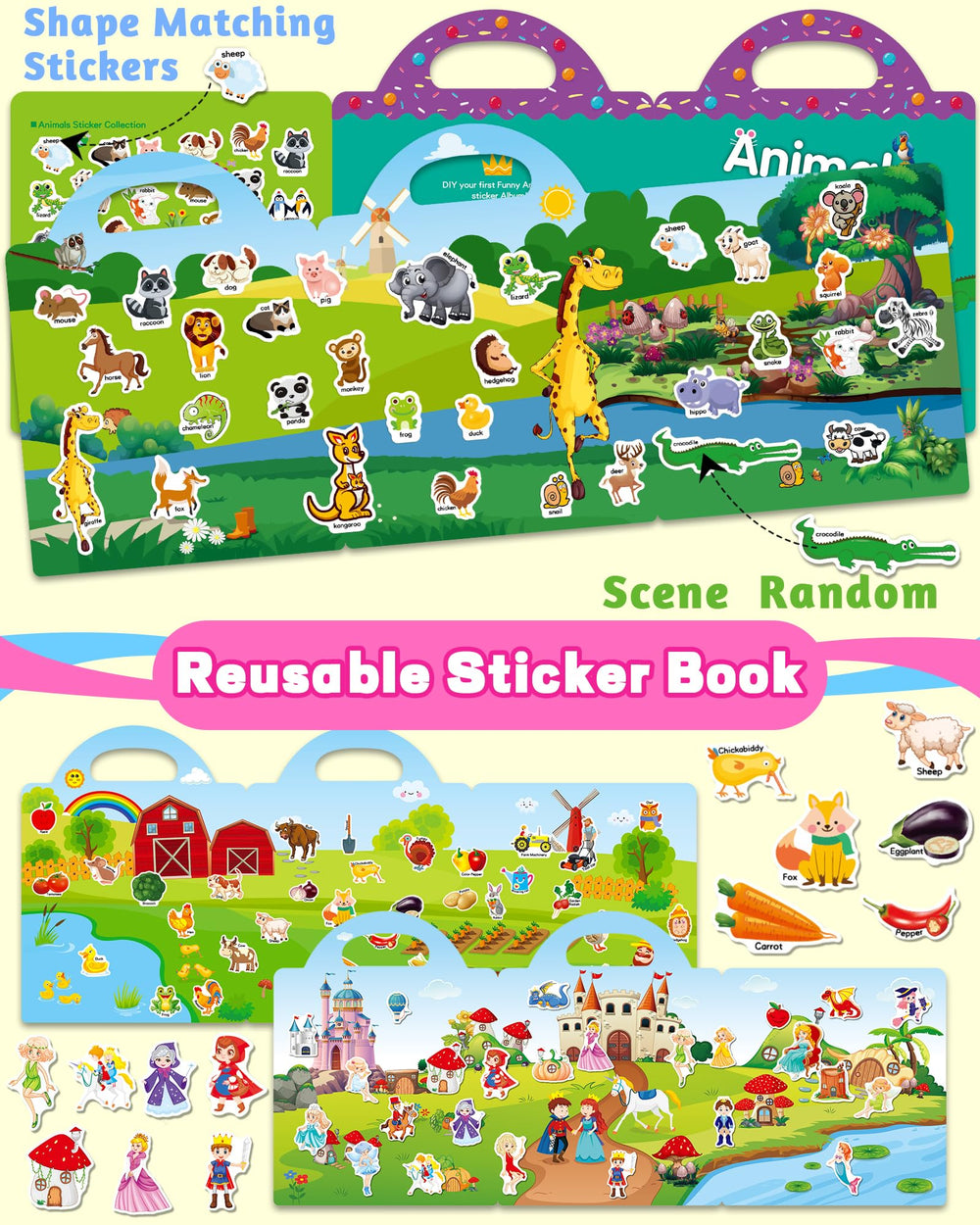 Walenced sticker book toddlers animal zoo scene supports fine motor skills and storytelling