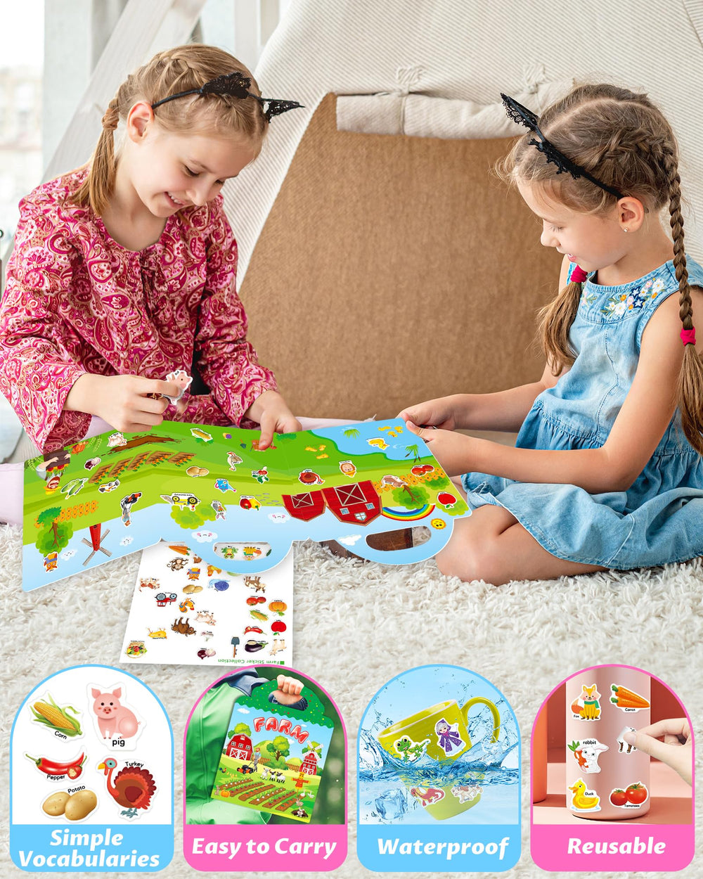Walenced sticker book promotes screen-free activity and focus for toddlers