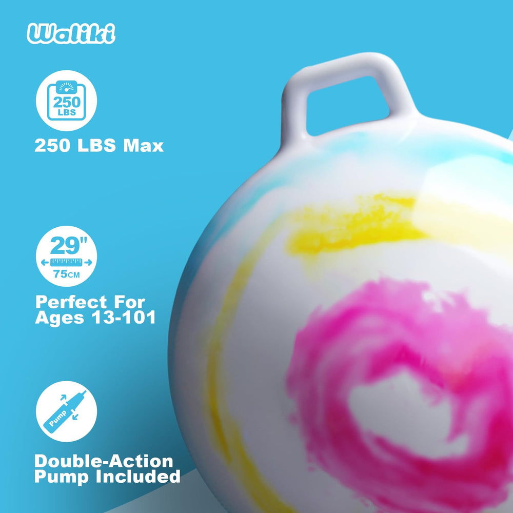 Waliki Hopper Ball 29-inch bounce action showcases lively hops.