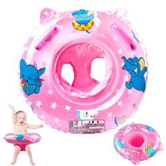 Walsai baby swimming ring with pink elephant design for water play
