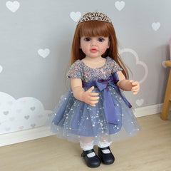 Wamdoll 22-inch brown-haired reborn doll ready for imaginative play.