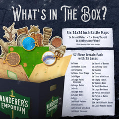 Wanderers Emporium 57-piece terrain pack adds modular scenery.