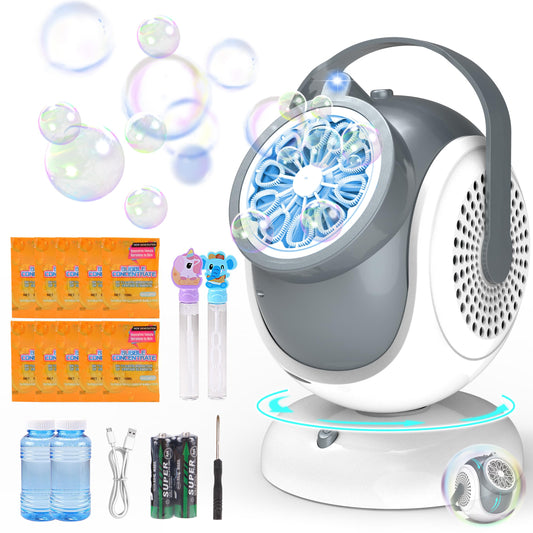 WANNA MAGIC Big Bubble Machine creates aerial bubbles for outdoor fun.