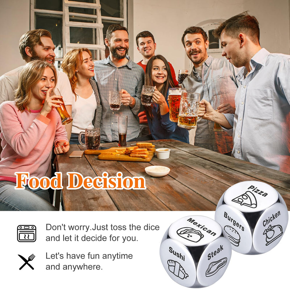 Wareon Christmas stocking stuffer dice shown beside festive décor.