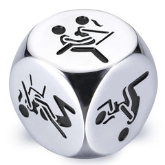 Wareon date night dice on gift box, stainless steel finish