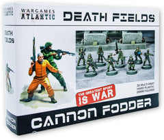 Wargames Atlantic Death Fields Cannon Fodder box art featuring rugged squad for large skirmish battles.