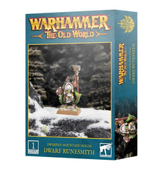 Warhammer Dwarf Runesmith with rune-hammer, ideal for thematic tabletop battles and army defense