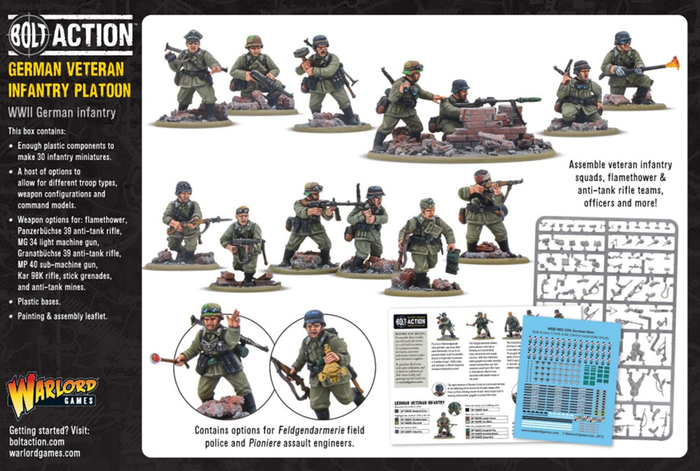 Warlord German Army Veterans Infantry 28mm assembly and painting guides included