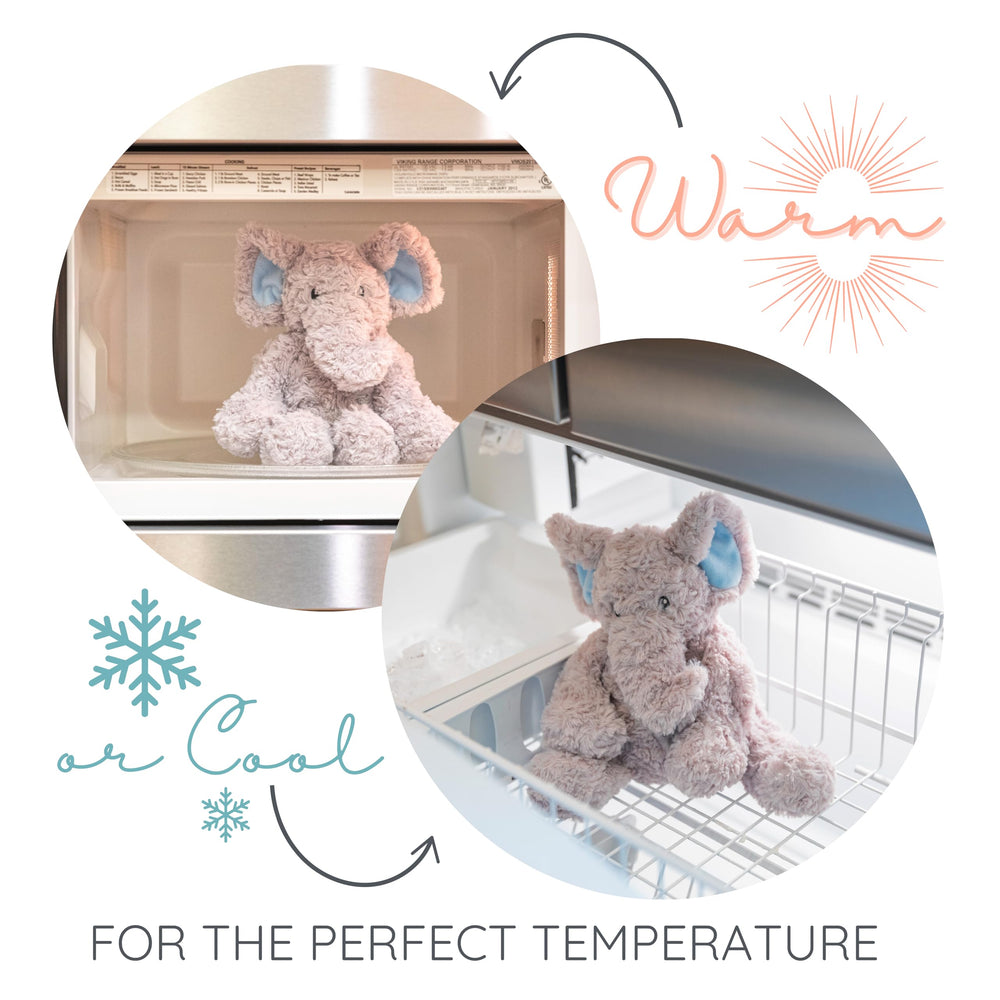 Warm Pals Daniel Dragon plush microwave-use demonstration shows quick, cozy warmth.