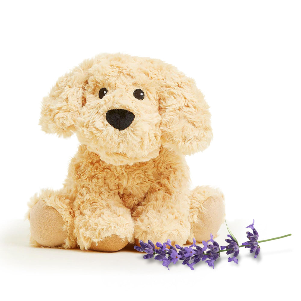Warmies Golden Dog heat therapy plush for soothing warmth during bedtime.