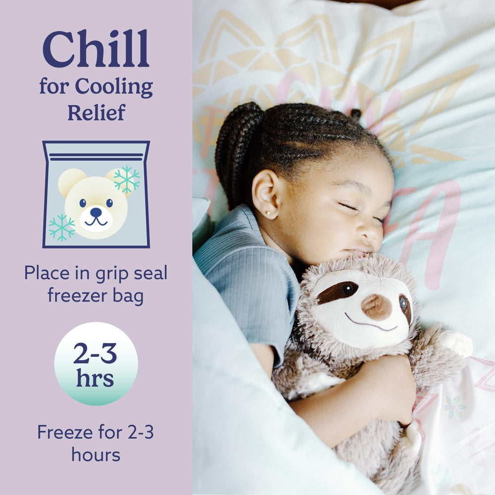 Warmies Gray Sloth cooling option for warm days