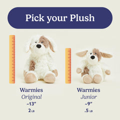 Warmies Puppy 9-inch plush is perfect for hugs and travel.