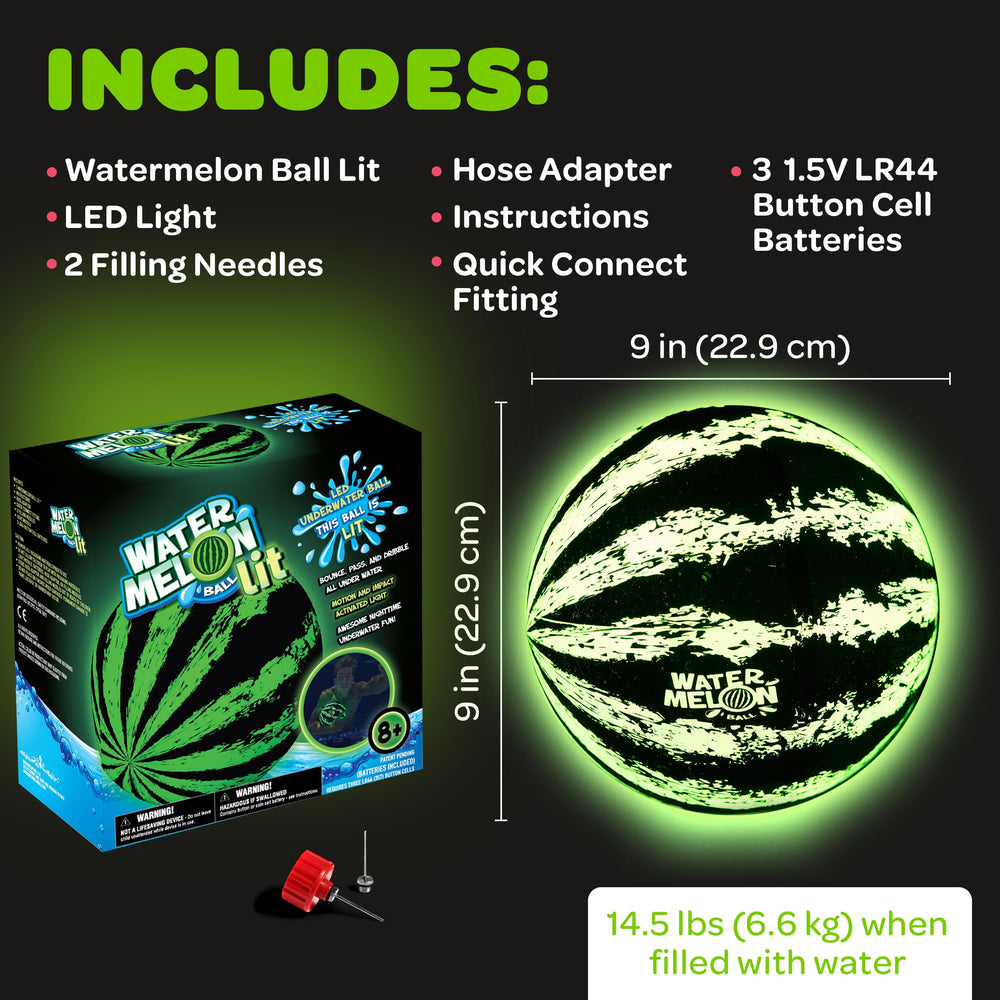 Watermelon Ball Lit is lightweight and inflates quickly for easy setup.