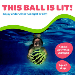 Watermelon Ball Lit demonstrates durable construction for hours of splashy fun.