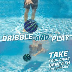 Watermelon Ball being dribbled underwater for dynamic water polo-style fun.