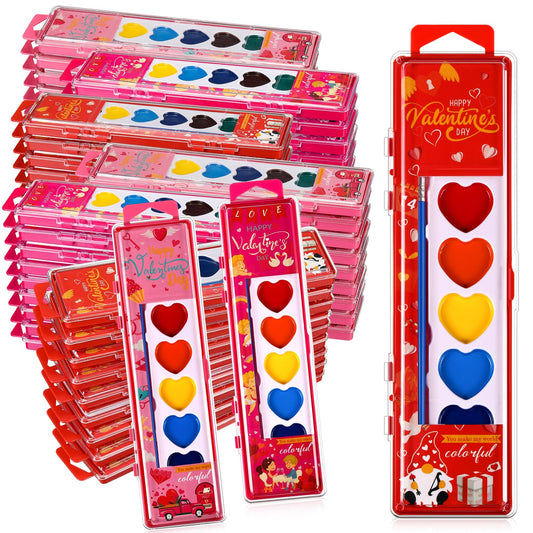 Watersay Valentine heart-shaped palette set for DIY cards with vibrant colors.