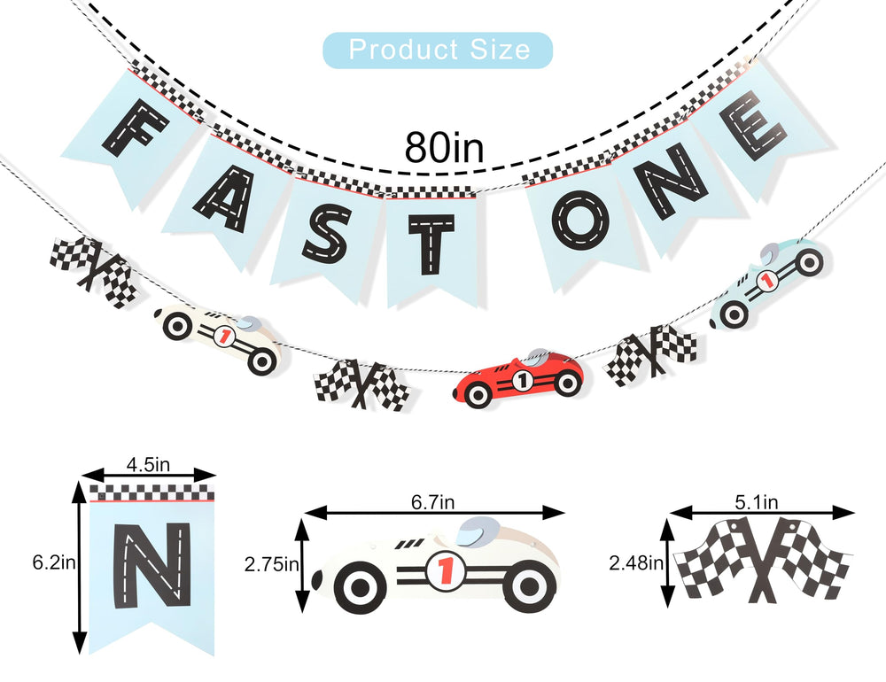 WAUAO Fast One Birthday Banner with checkered flags enhances party theme