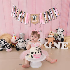 WAUAO girl's cowgirl first birthday banner for photo moments